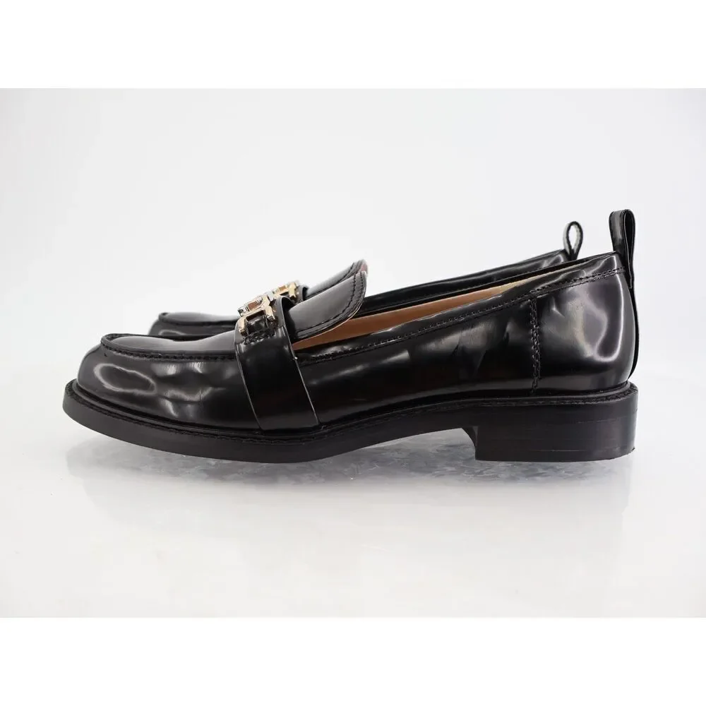 Sam Edelman Christy Bit Loafers Womens 7.5 M Black Vegan Leather Block Heel Flat
